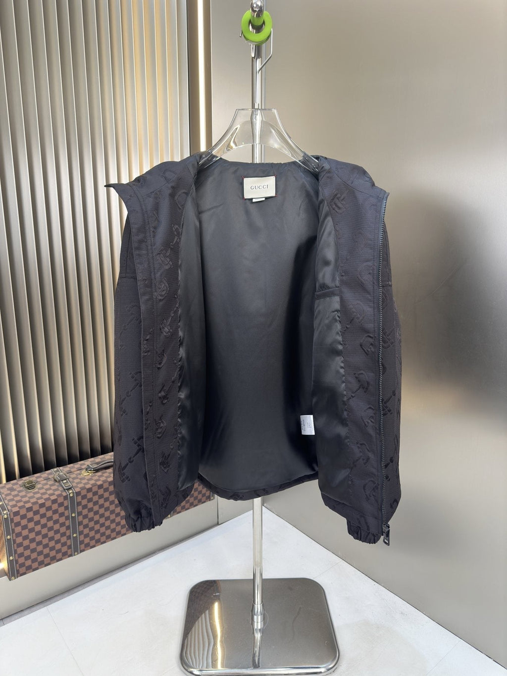 Gucci Tonal Pattern Hooded Zip Jacket — detail