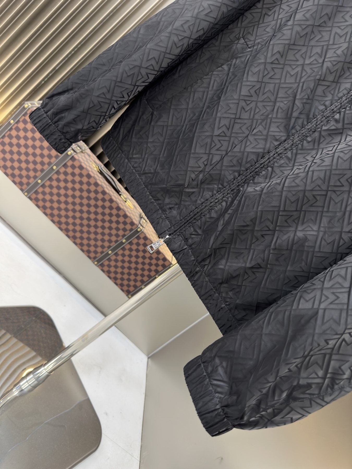 Moncler Reversible Geometric-Quilt Zip Jacket — detail
