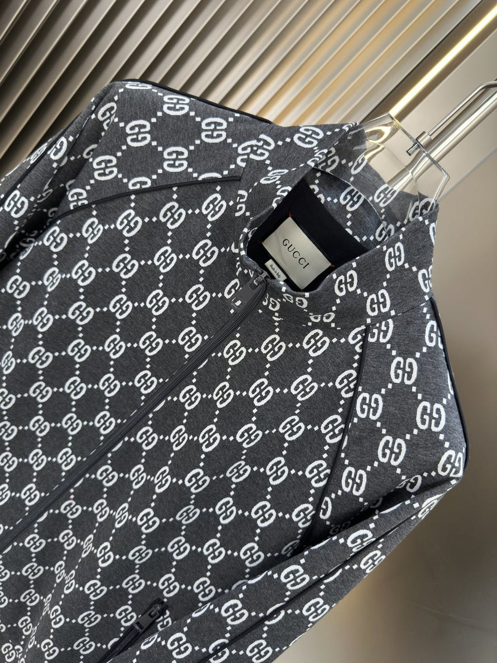 Gucci Black Monogram Zip-Front Jacket — neck_label