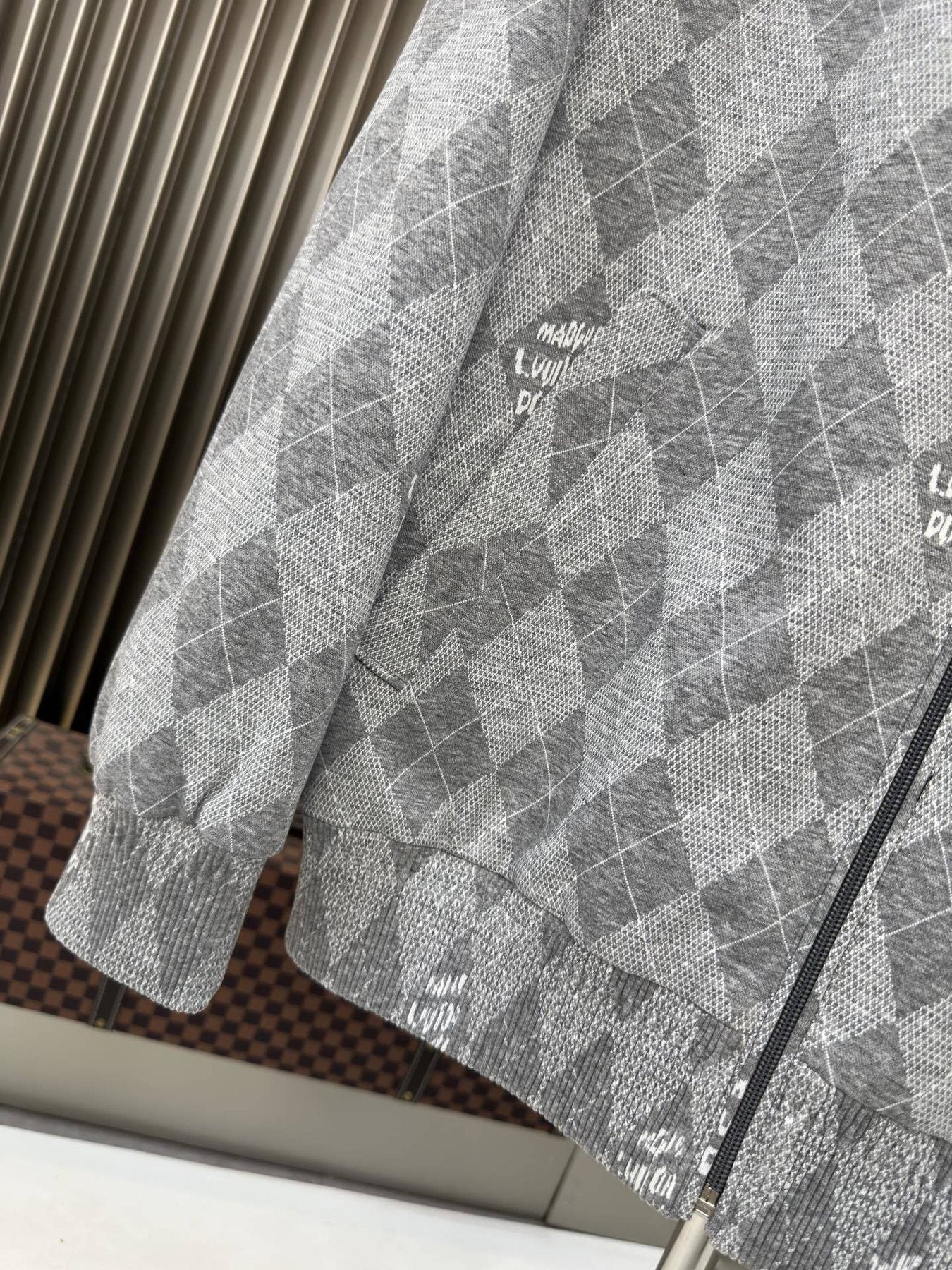 LV Grey Argyle Full-Zip Jacket — detail