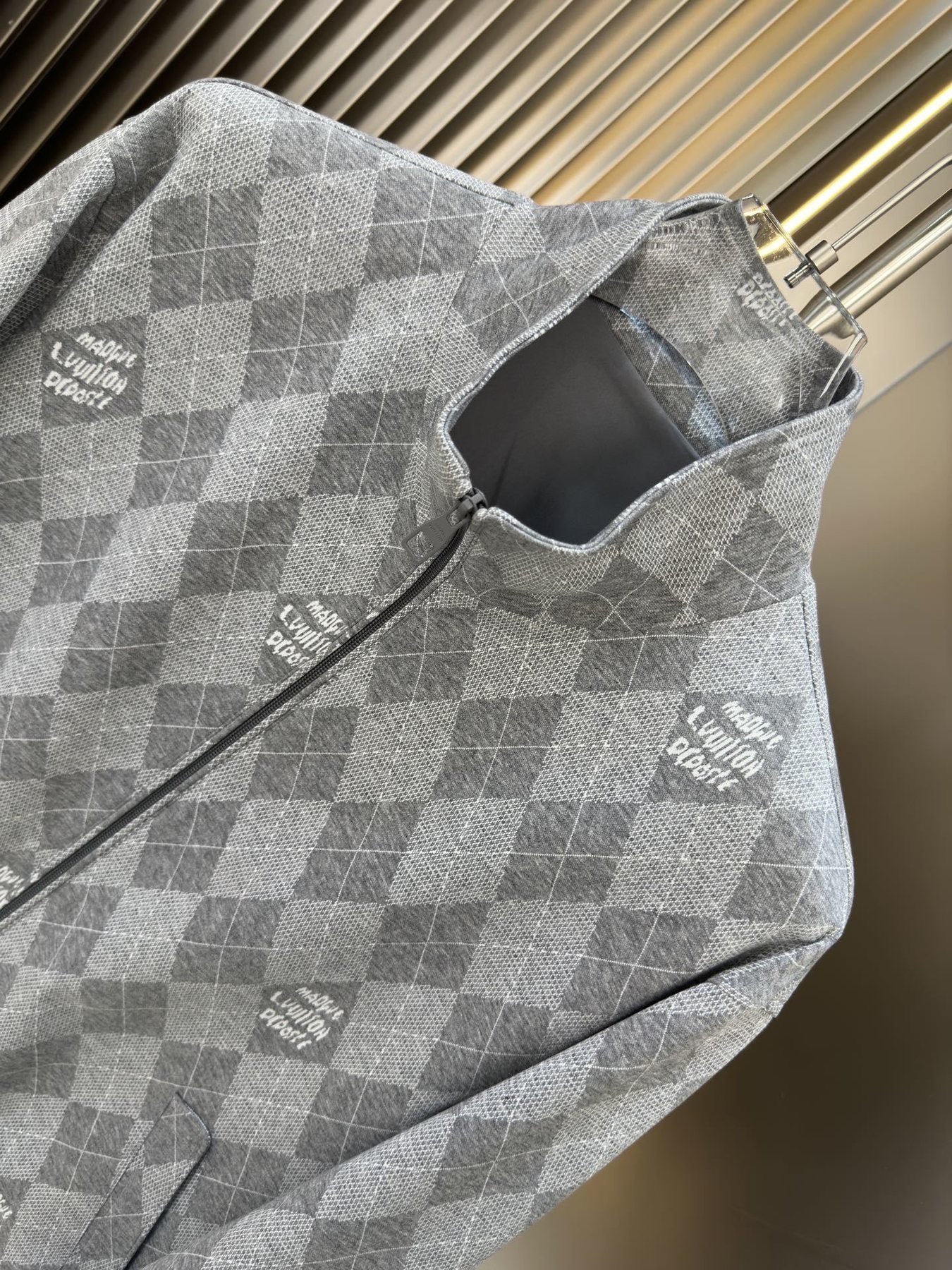 LV Grey Argyle Full-Zip Jacket — detail