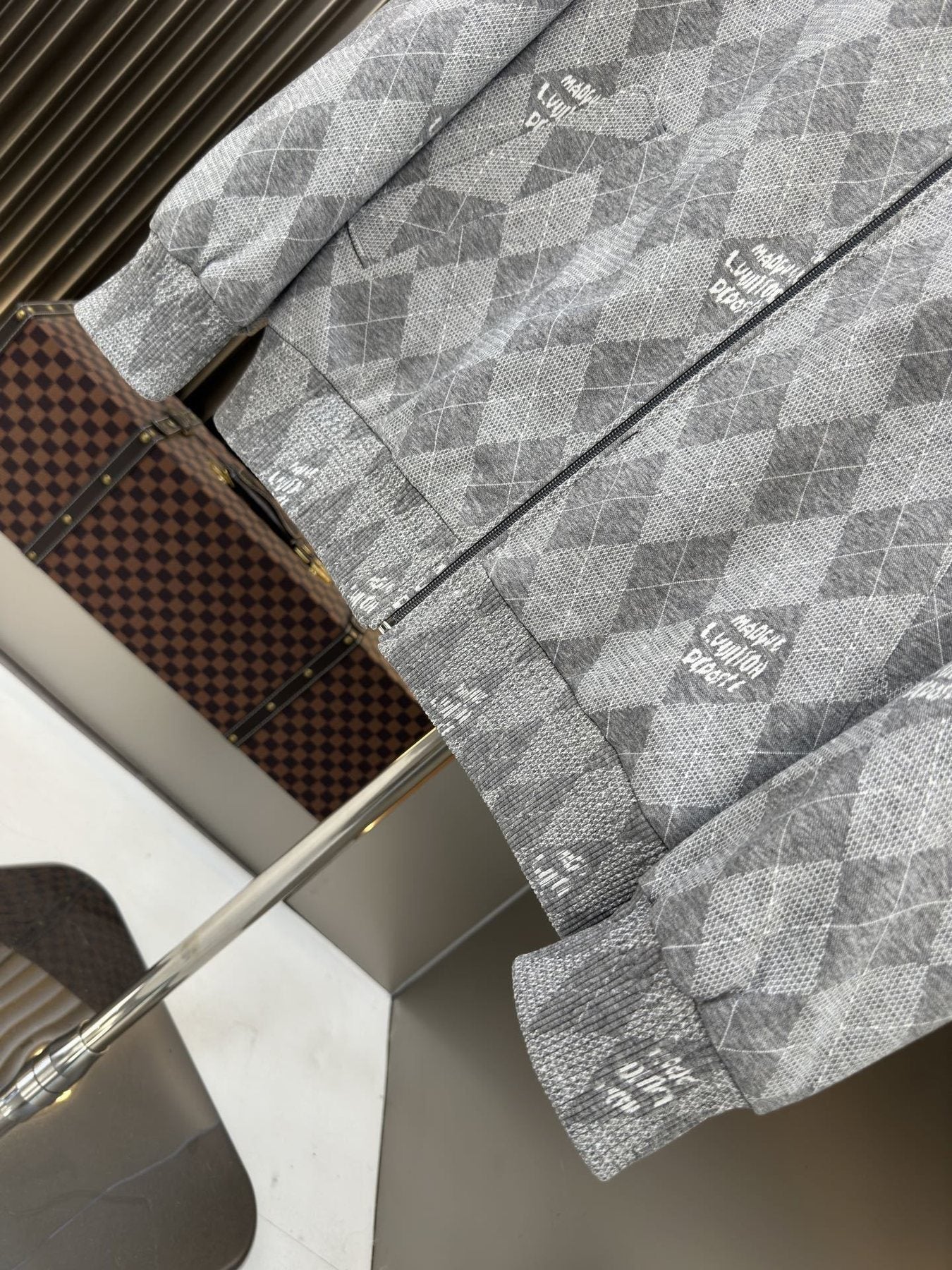 LV Grey Argyle Full-Zip Jacket — detail