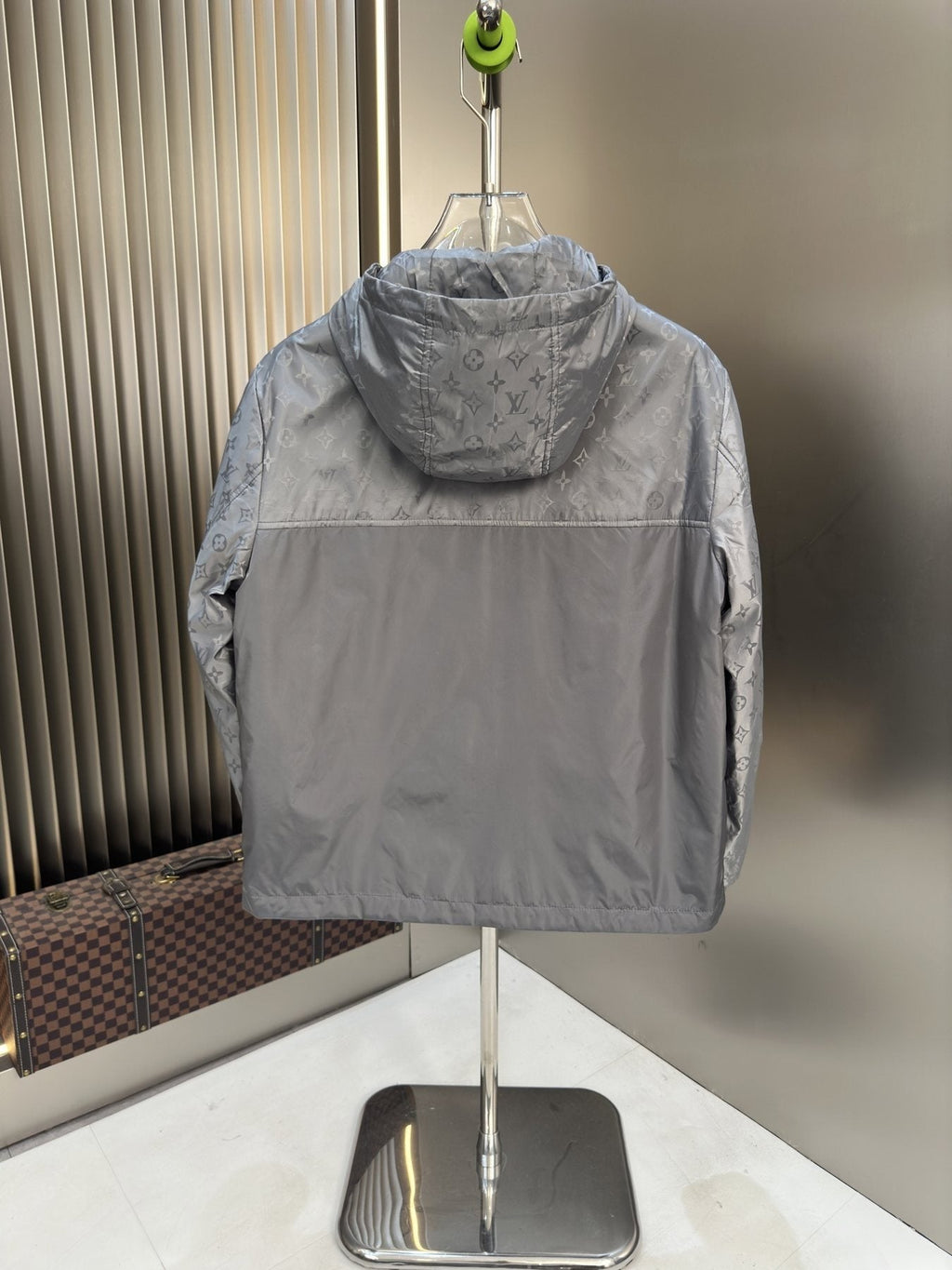LV Hooded Patterned Panel Jacket — back