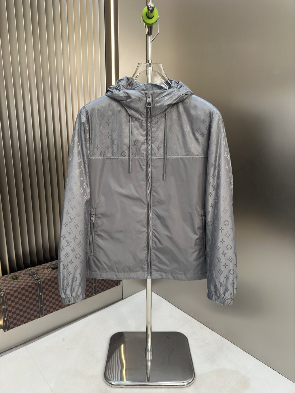 LV Hooded Patterned Panel Jacket — hero