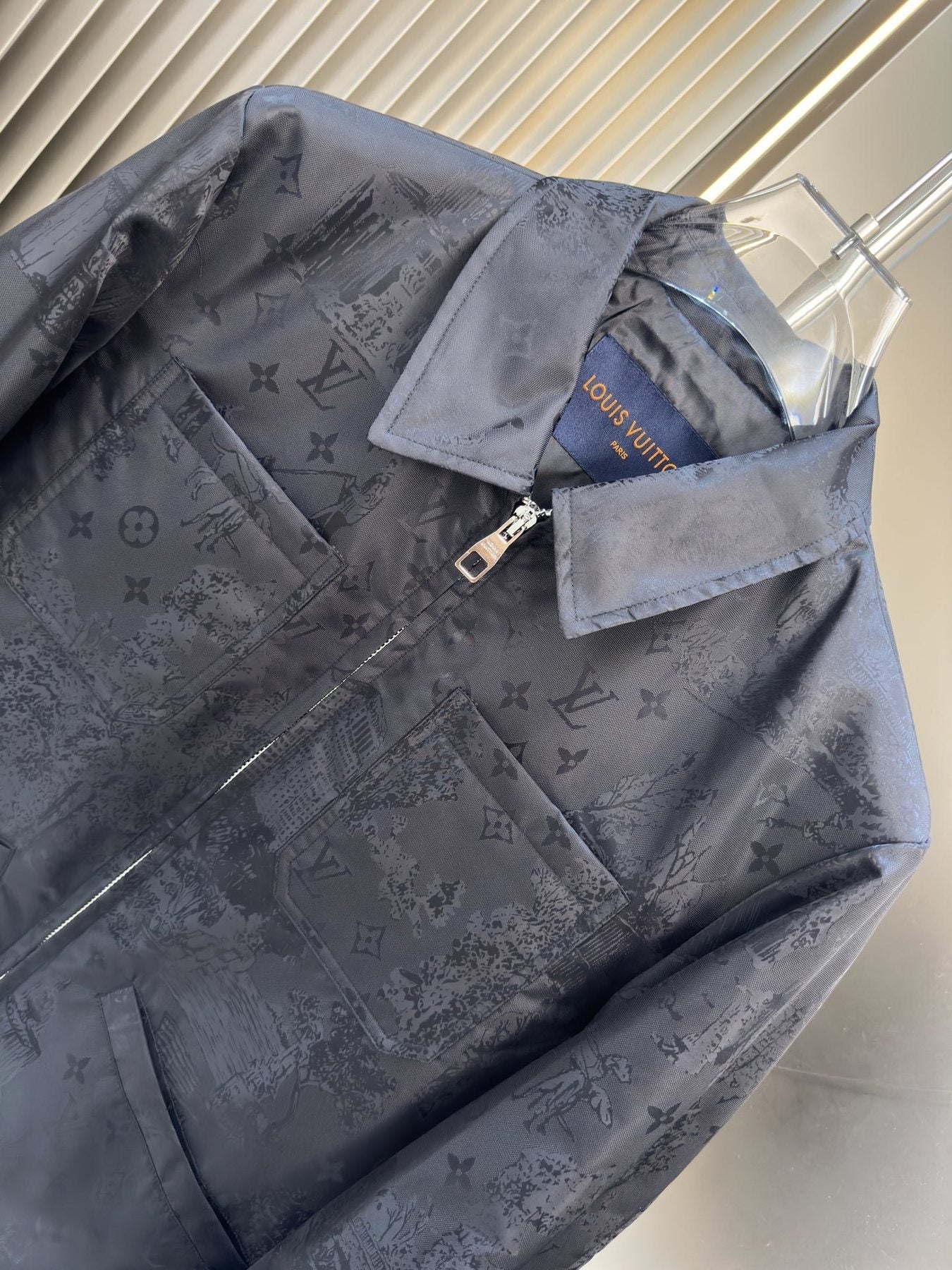 LV Tonal Monogram Zip-Front Jacket — detail