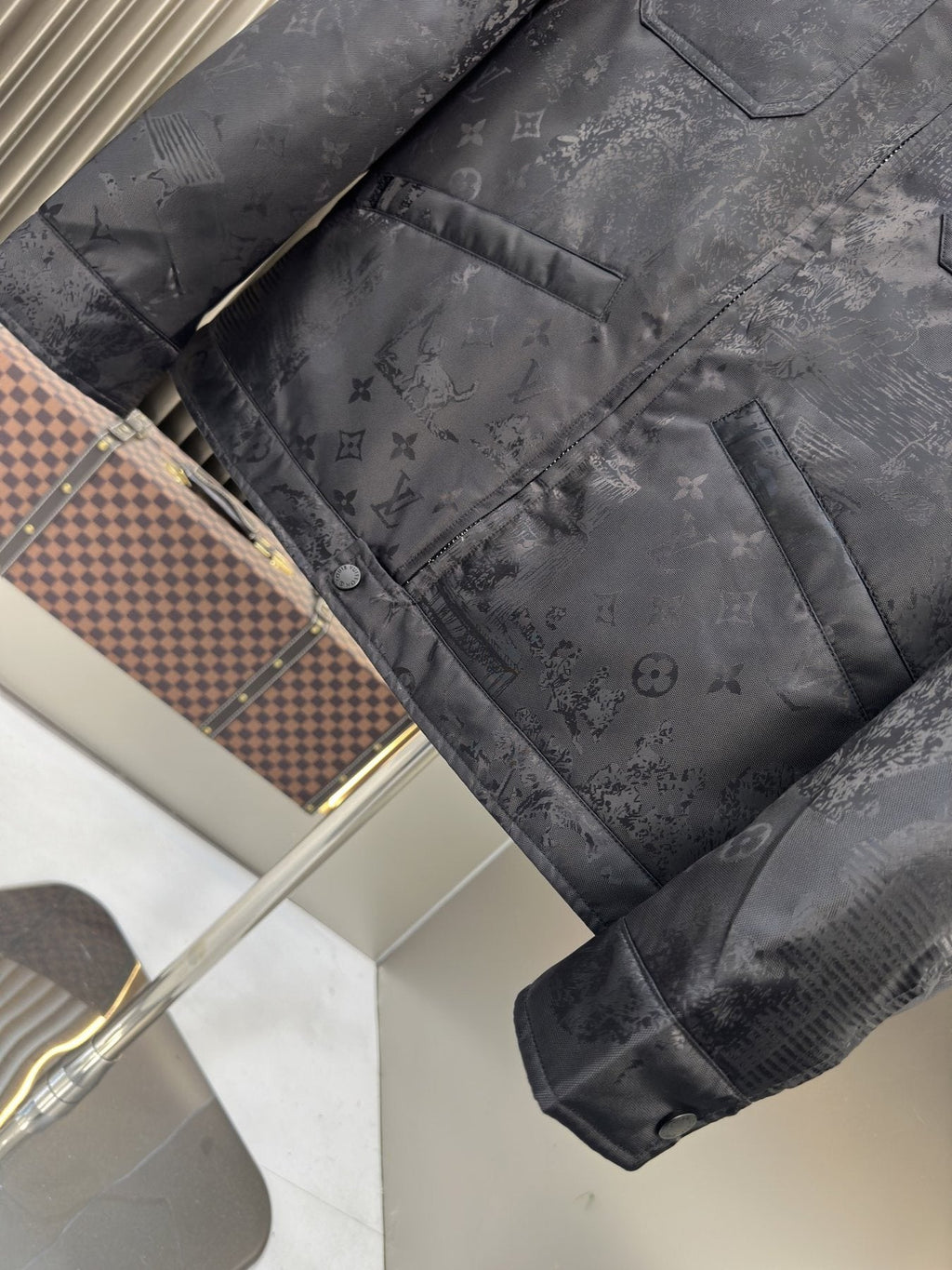 LV Tonal Monogram Zip-Front Jacket — detail