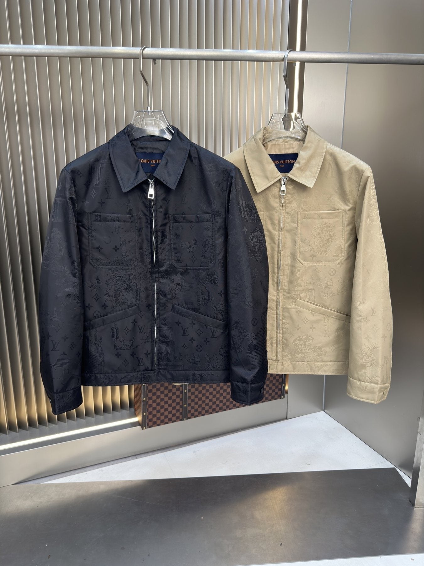 LV Tonal Monogram Zip-Front Jacket — comparison