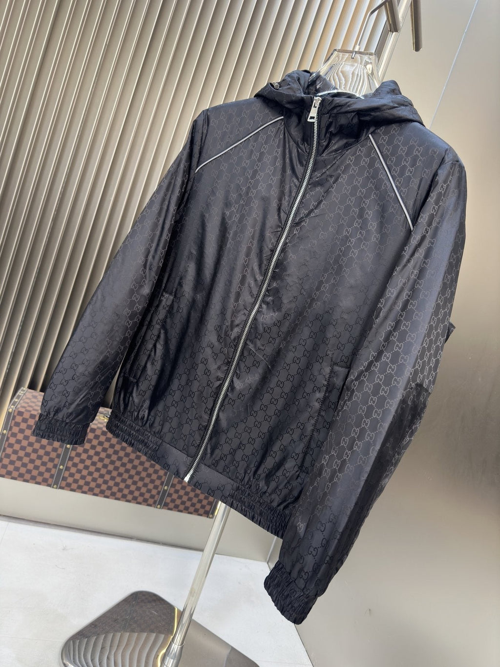 Gucci Tonal Monogram Hooded Jacket — front