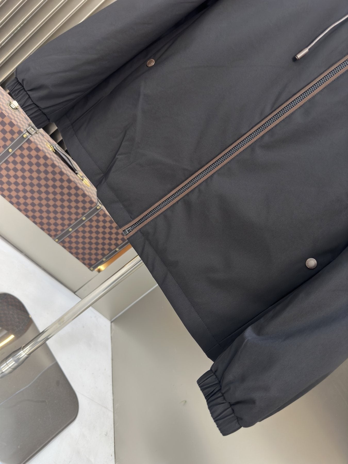 Zegna Hooded Asymmetric-Zip Jacket — detail