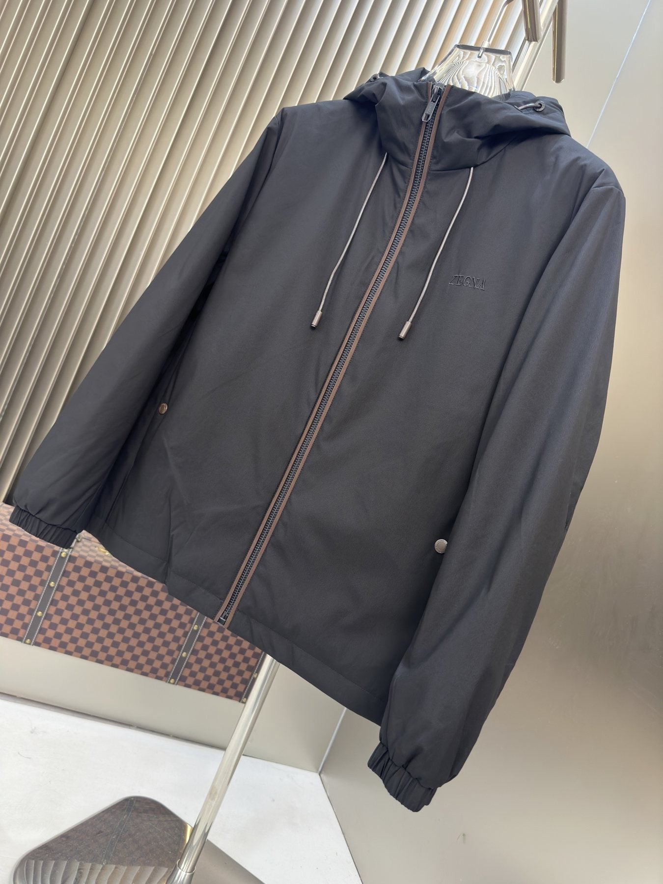 Zegna Hooded Asymmetric-Zip Jacket — front