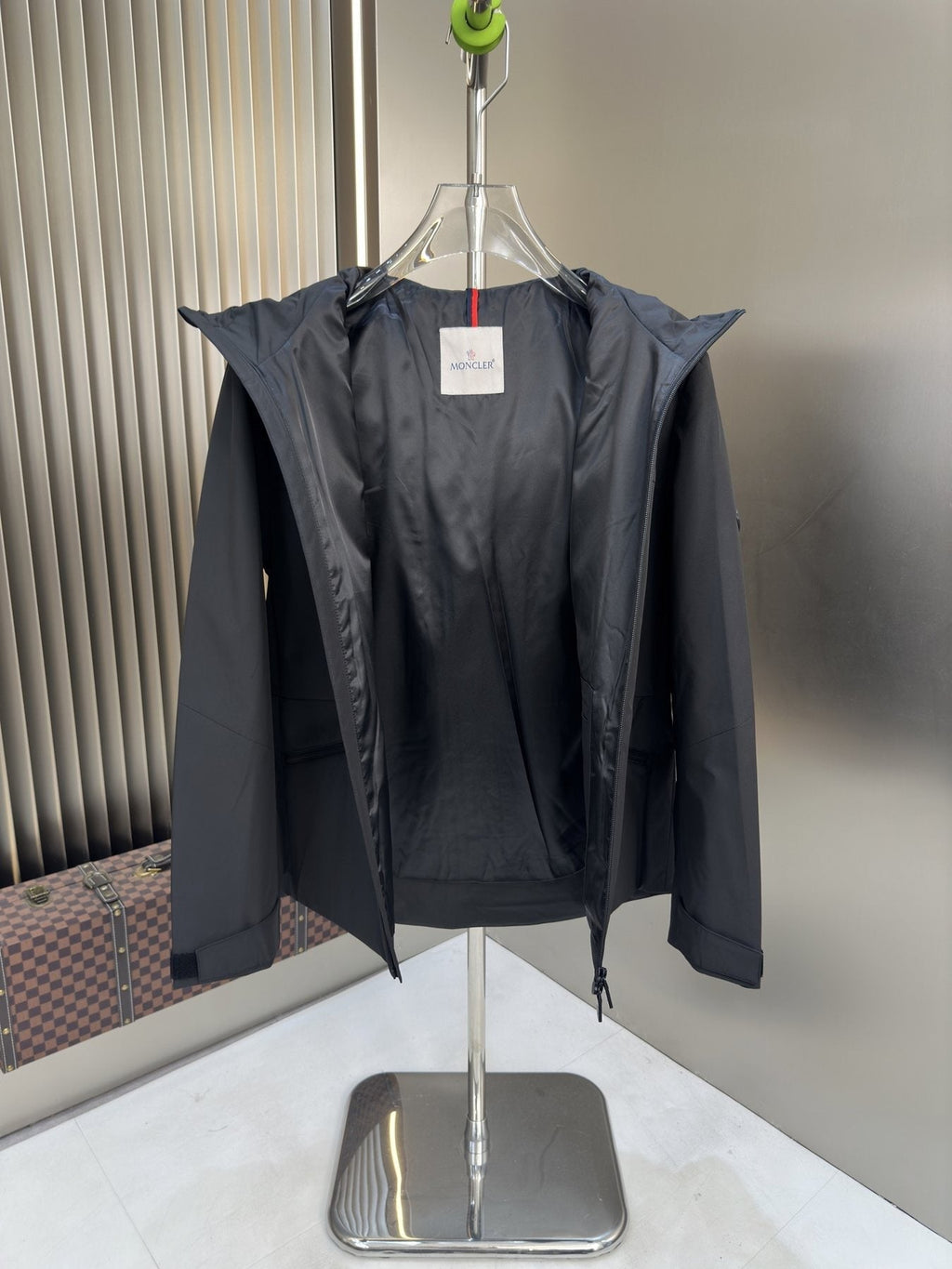 Moncler Hooded Zip-Front Panel Jacket — neck_label