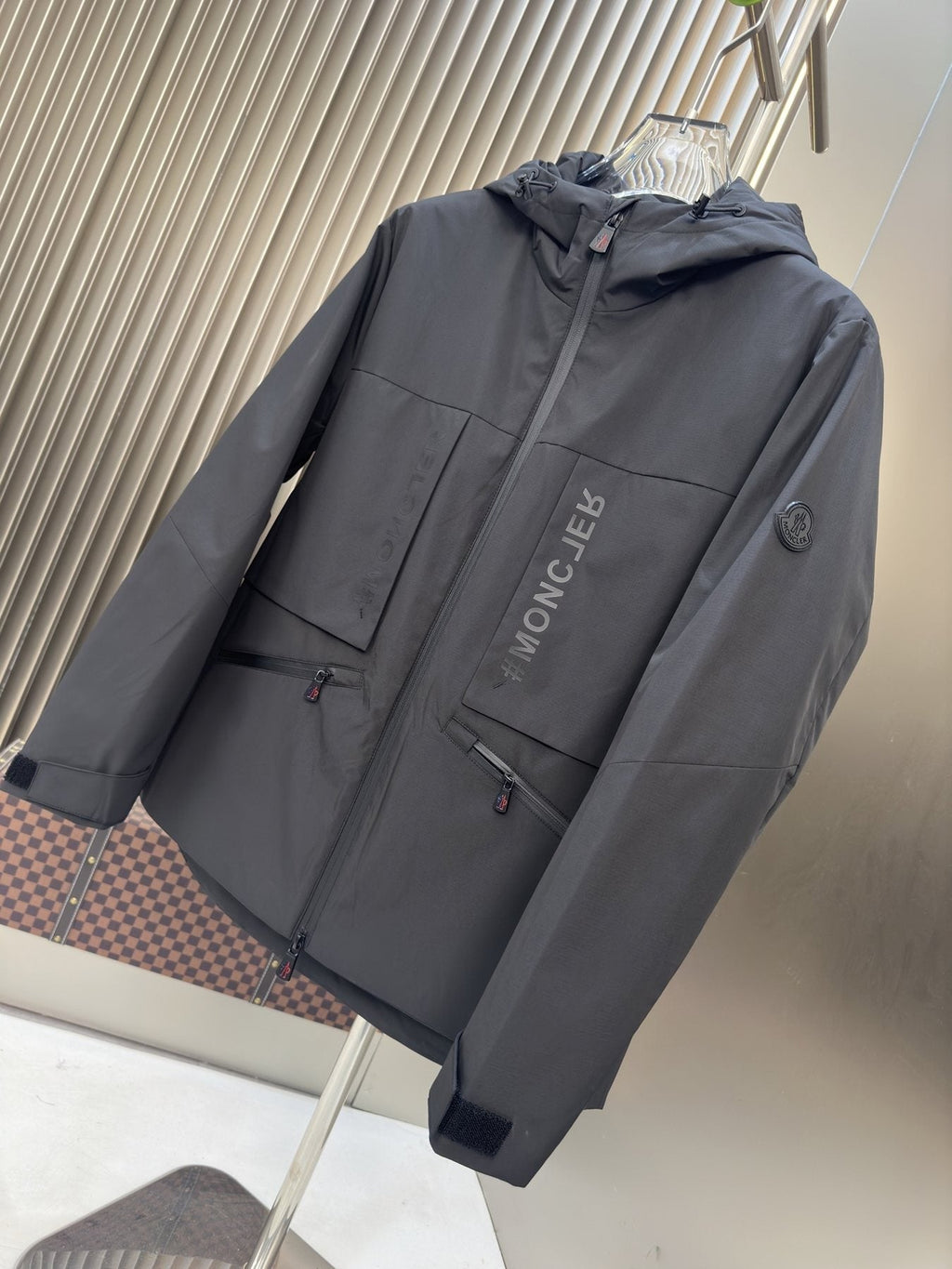 Moncler Hooded Zip-Front Panel Jacket — front