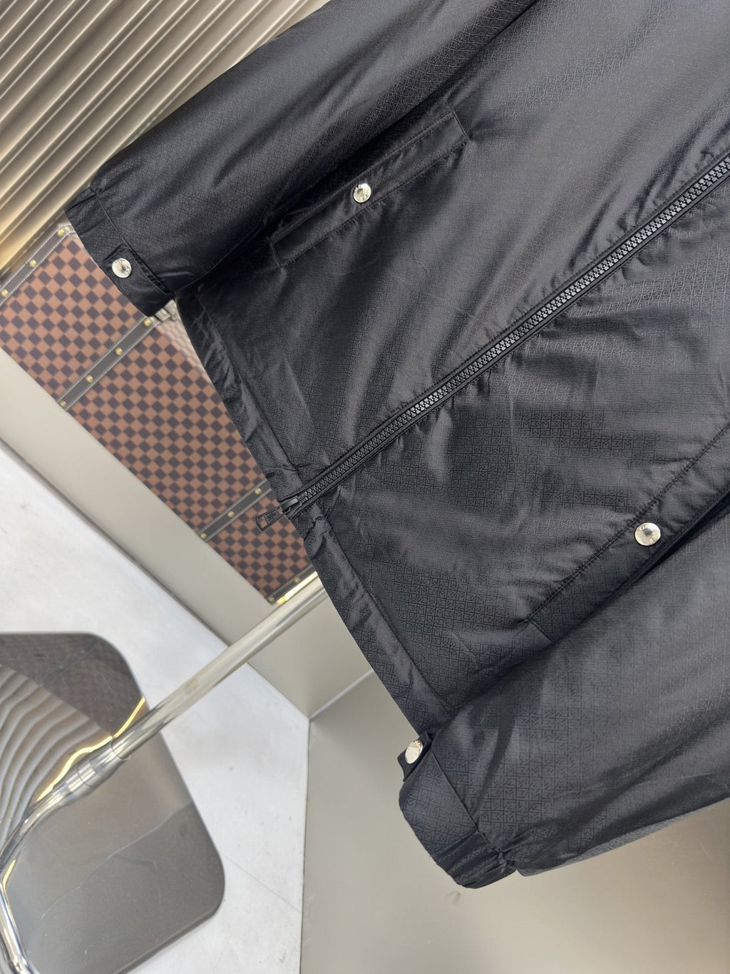 Moncler Hooded Asymmetric-Zip Utility Jacket — detail
