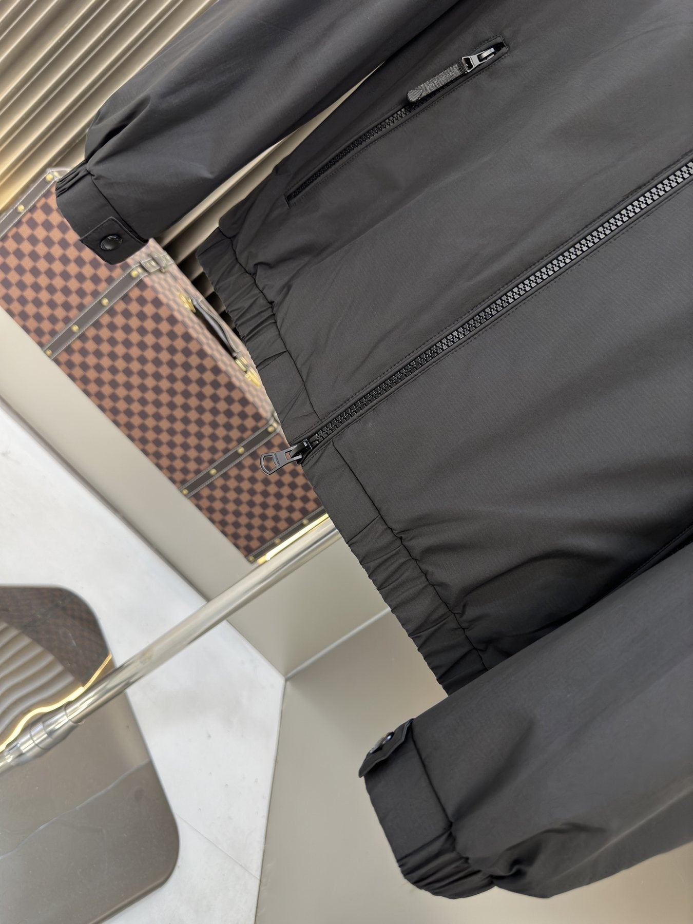 Burberry Hooded Checked-Lining Zip Jacket — detail