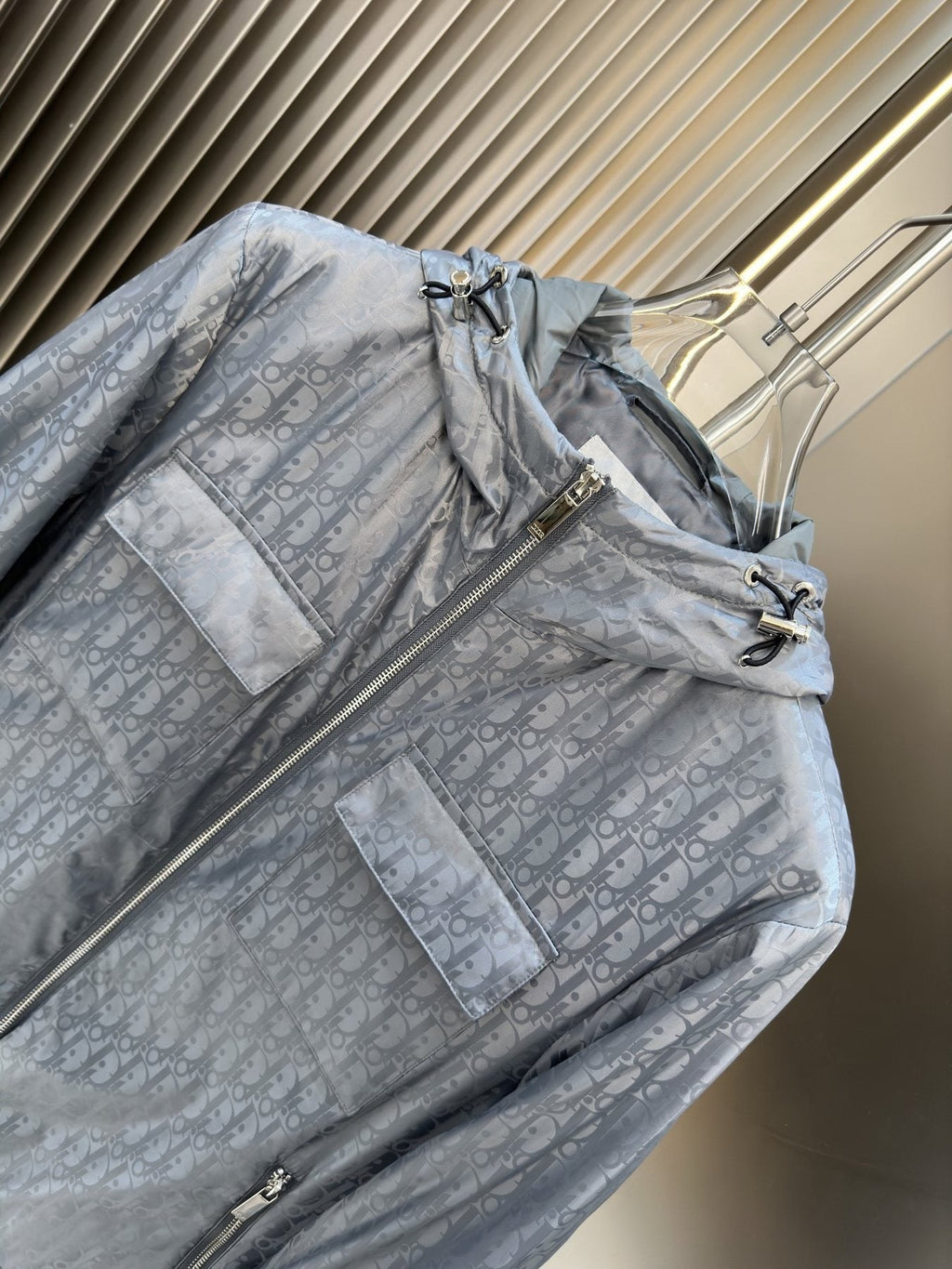 Dior Tonal Monogram Hooded Jacket — detail