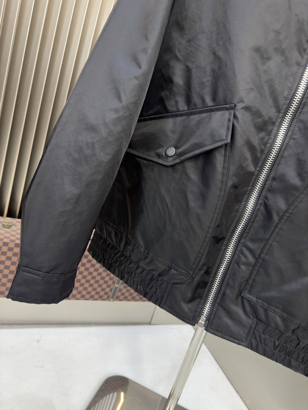 Prada Black Zip-Front Collared Jacket — detail