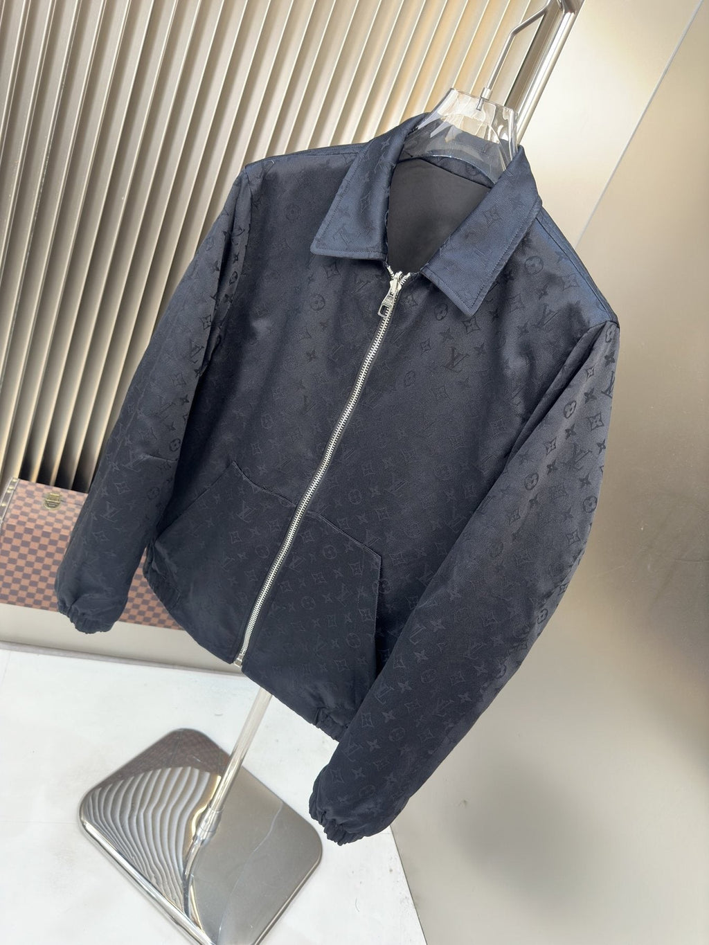 LV Tonal Monogram Zip-Front Jacket — front