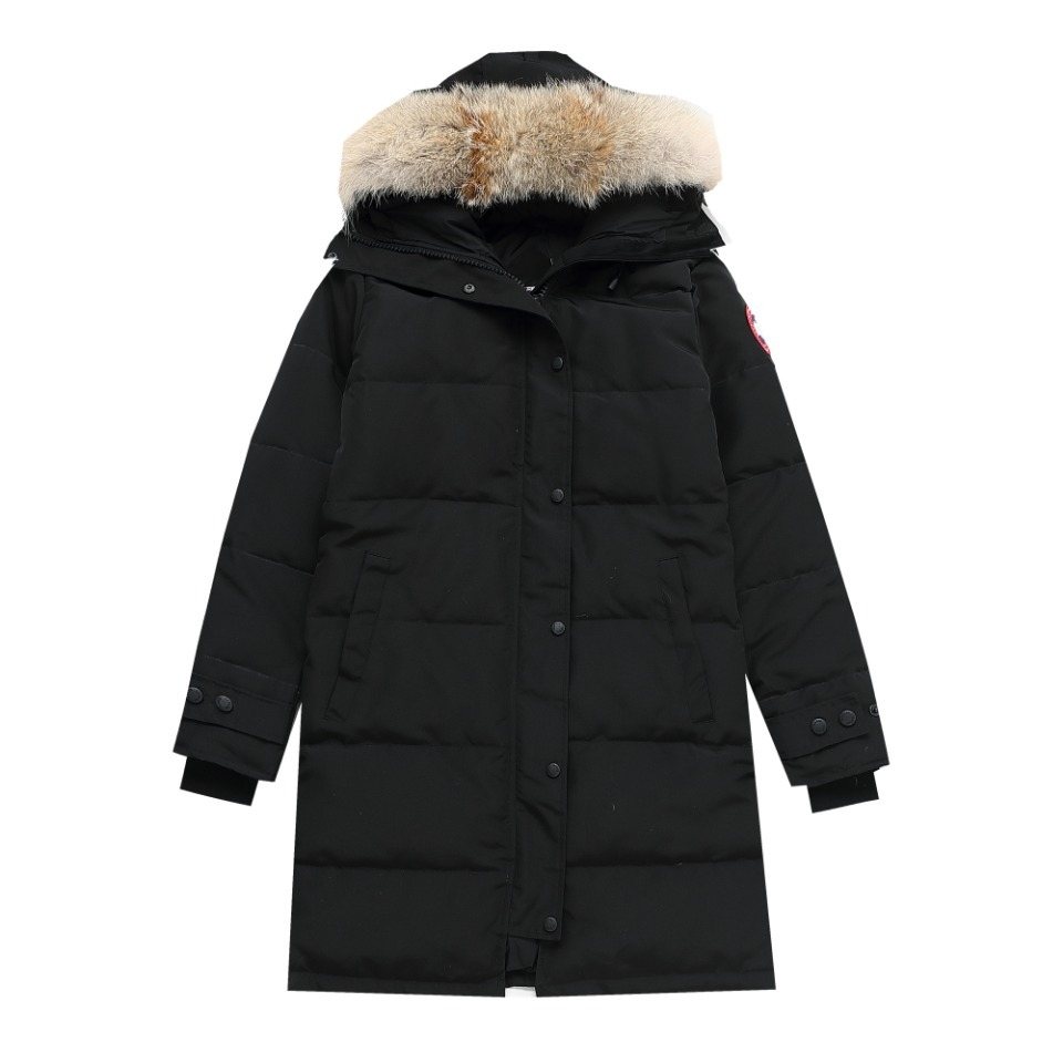 Canada Goose Long Quilted Fur-Trim Hood Puffer Jacket — hero