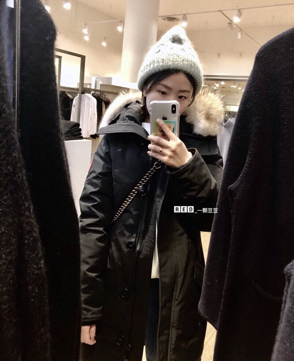 Canada Goose Women's Hooded Fur-Trim Long Down Jacket — context
