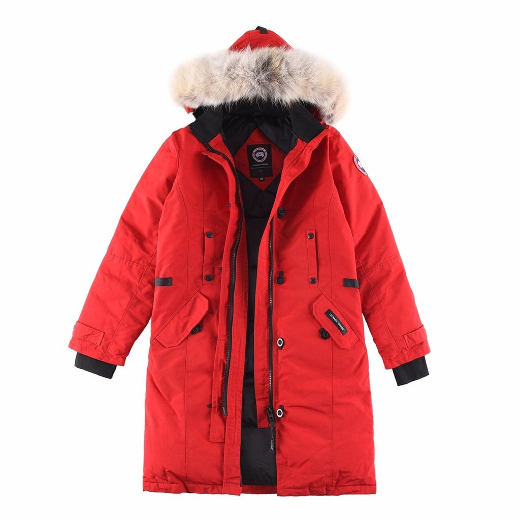 Canada Goose Women's Fur-Trim Hooded Long Down Jacket — hero