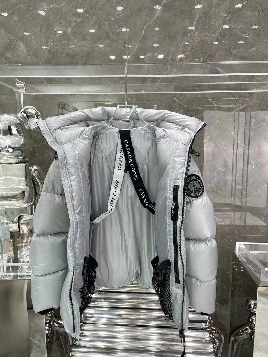 Canada Goose Hooded Glossy Puffer Jacket — front