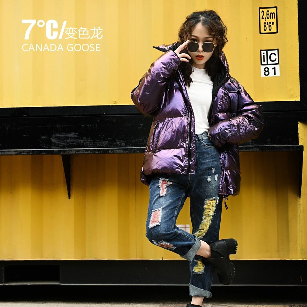 Canada Goose Iridescent Purple Hooded Puffer Jacket — context