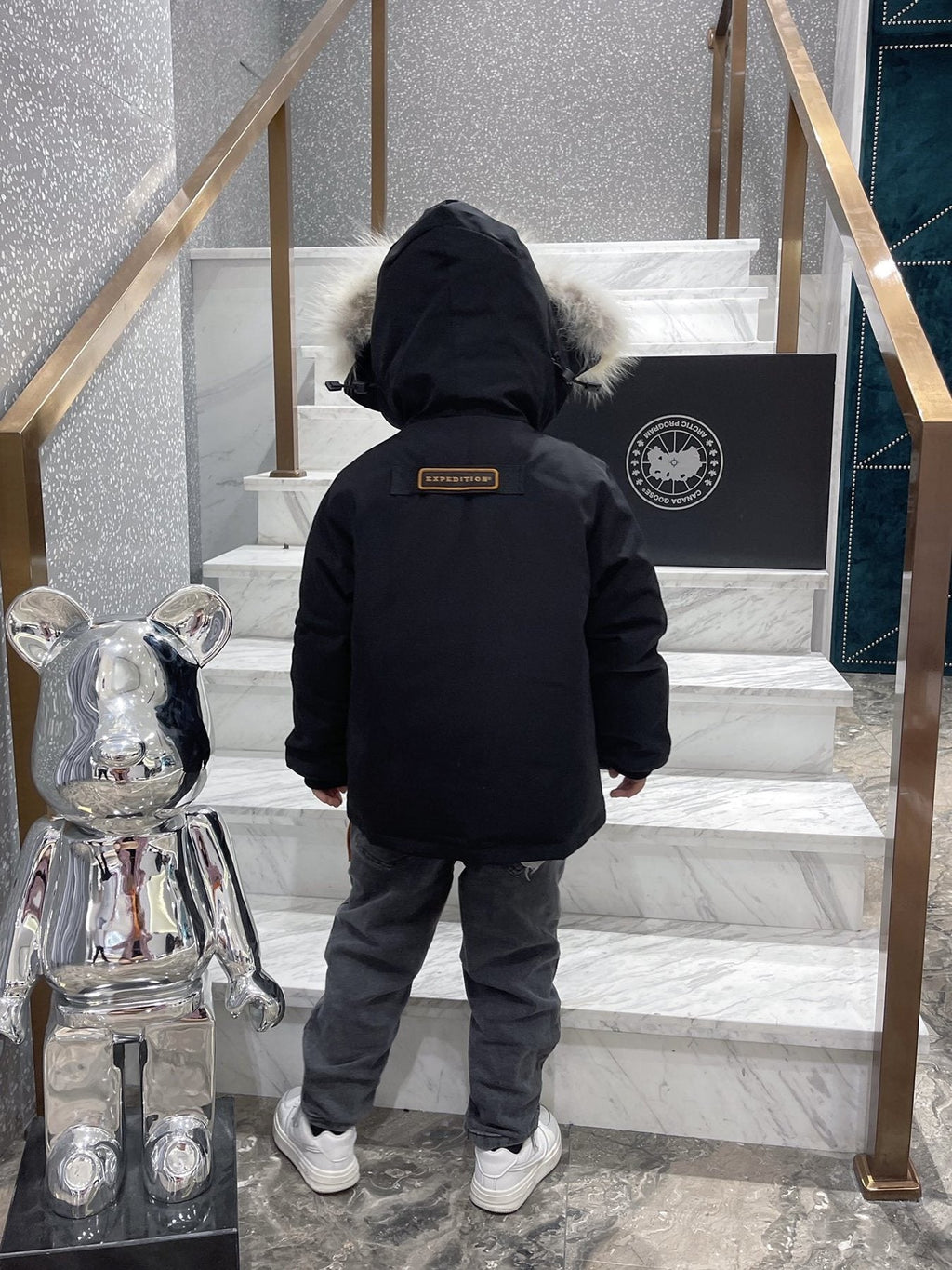 Canada Goose Kids' Fur-Trim Hooded Down Jacket — back