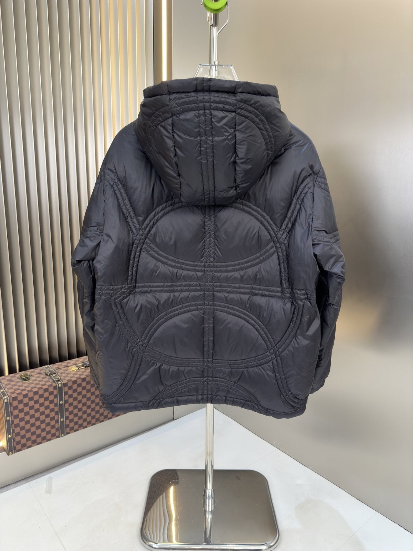 Moncler Black Hooded Quilted Puffer Coat — back