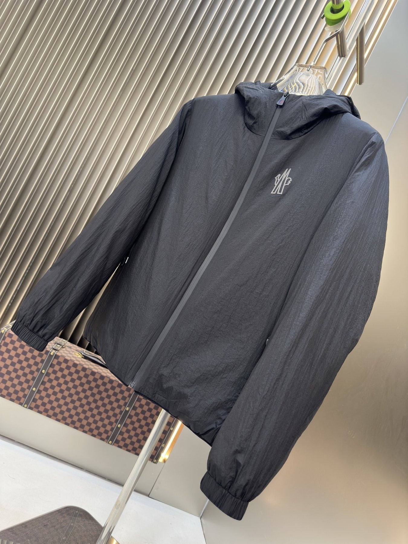 Moncler Black Hooded Puffer Coat — front
