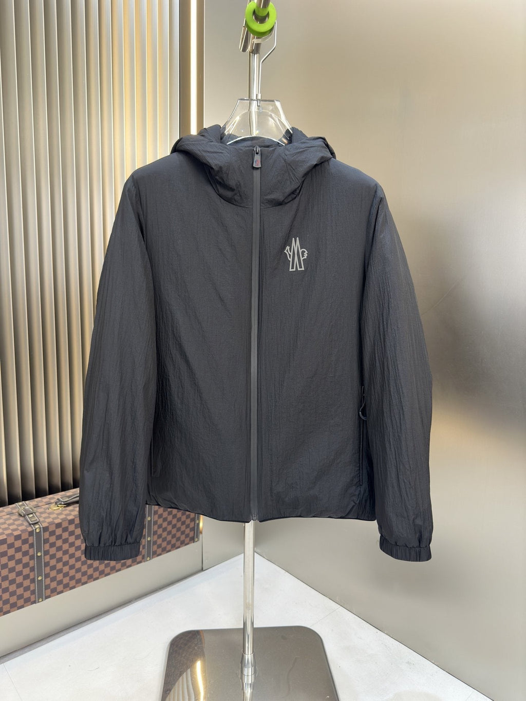Moncler Black Hooded Puffer Coat — hero