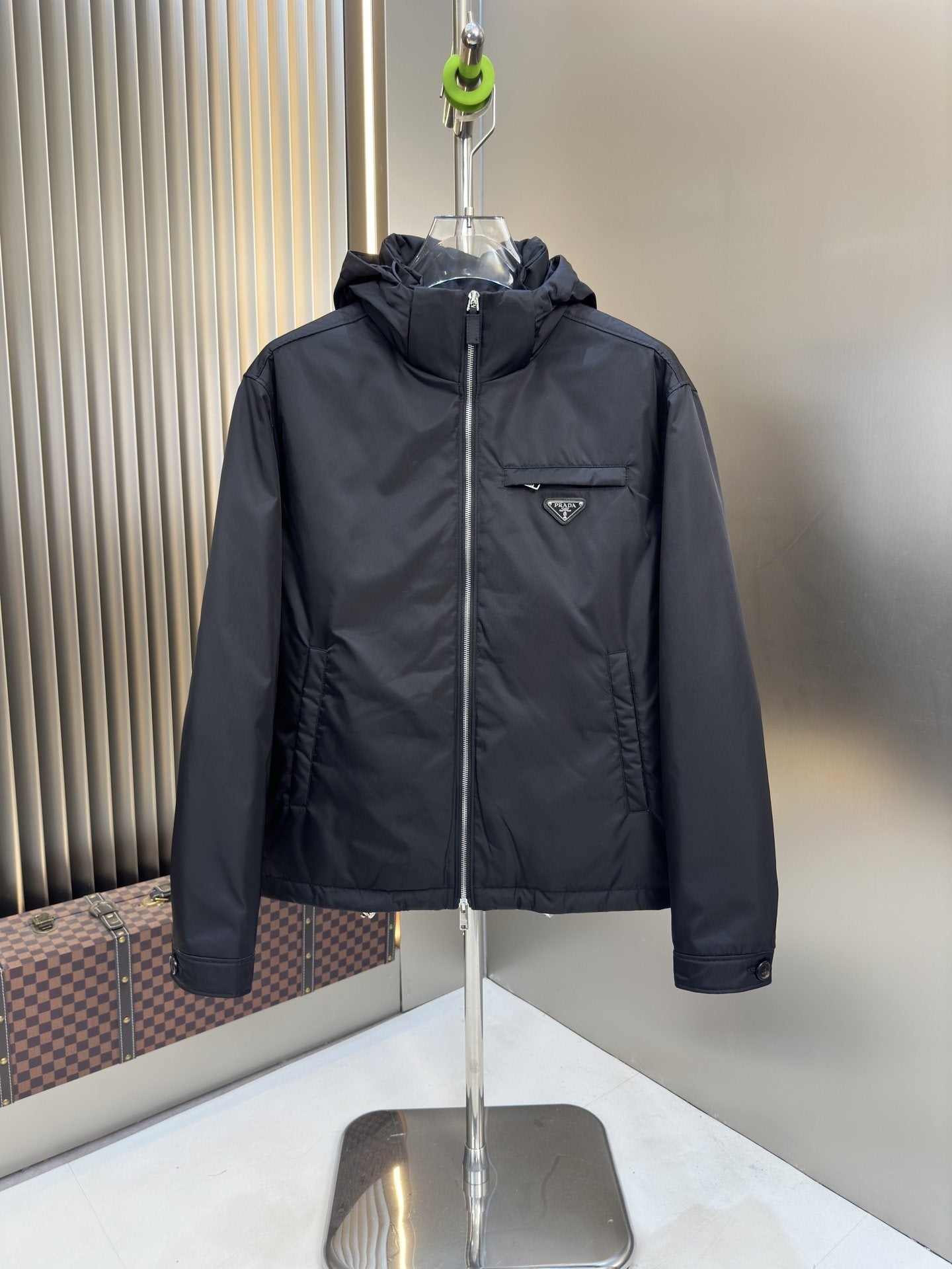 Prada Black Hooded Puffer Jacket — hero
