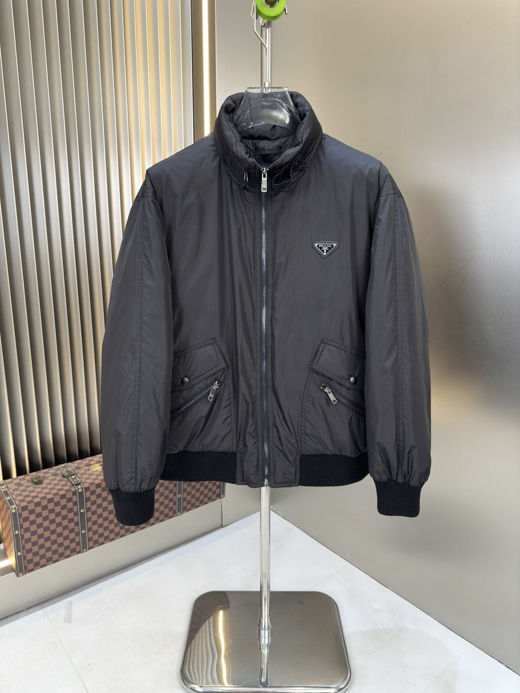 Prada Charcoal Padded Zip-Front Jacket — hero