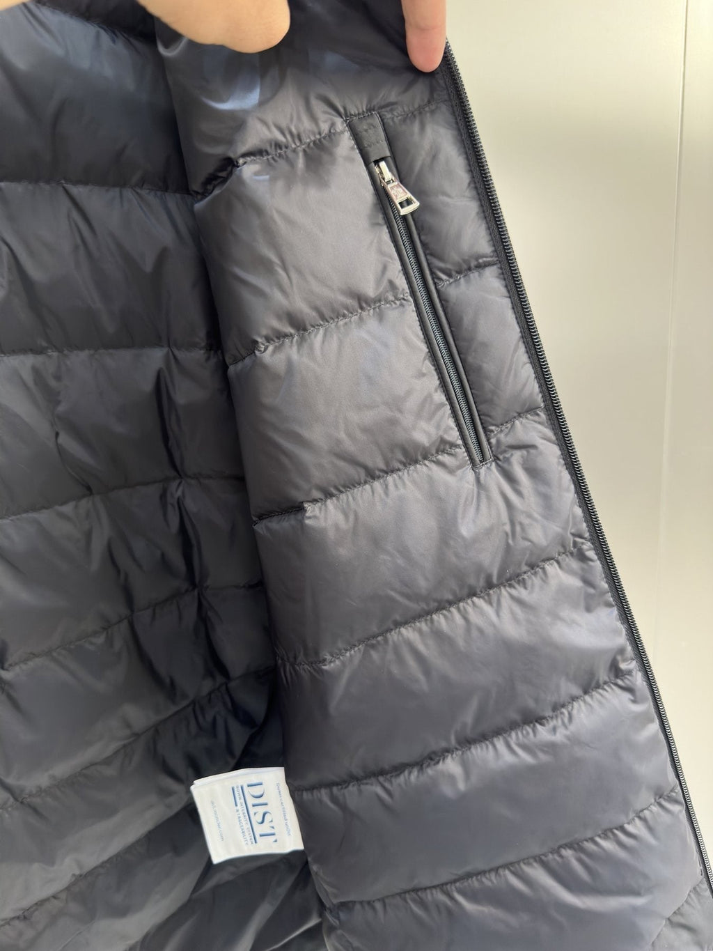 Moncler Black Hooded Puffer Coat — fabric_closeup
