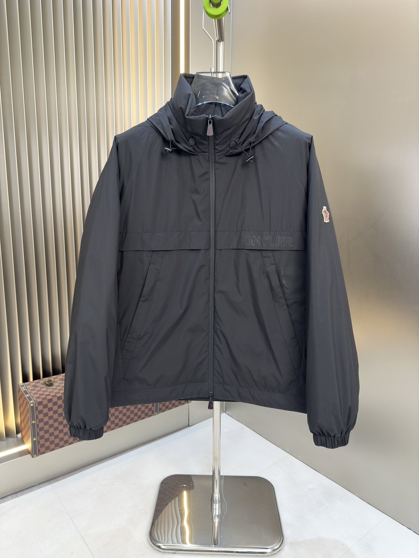 Moncler Black Hooded Puffer Coat — hero