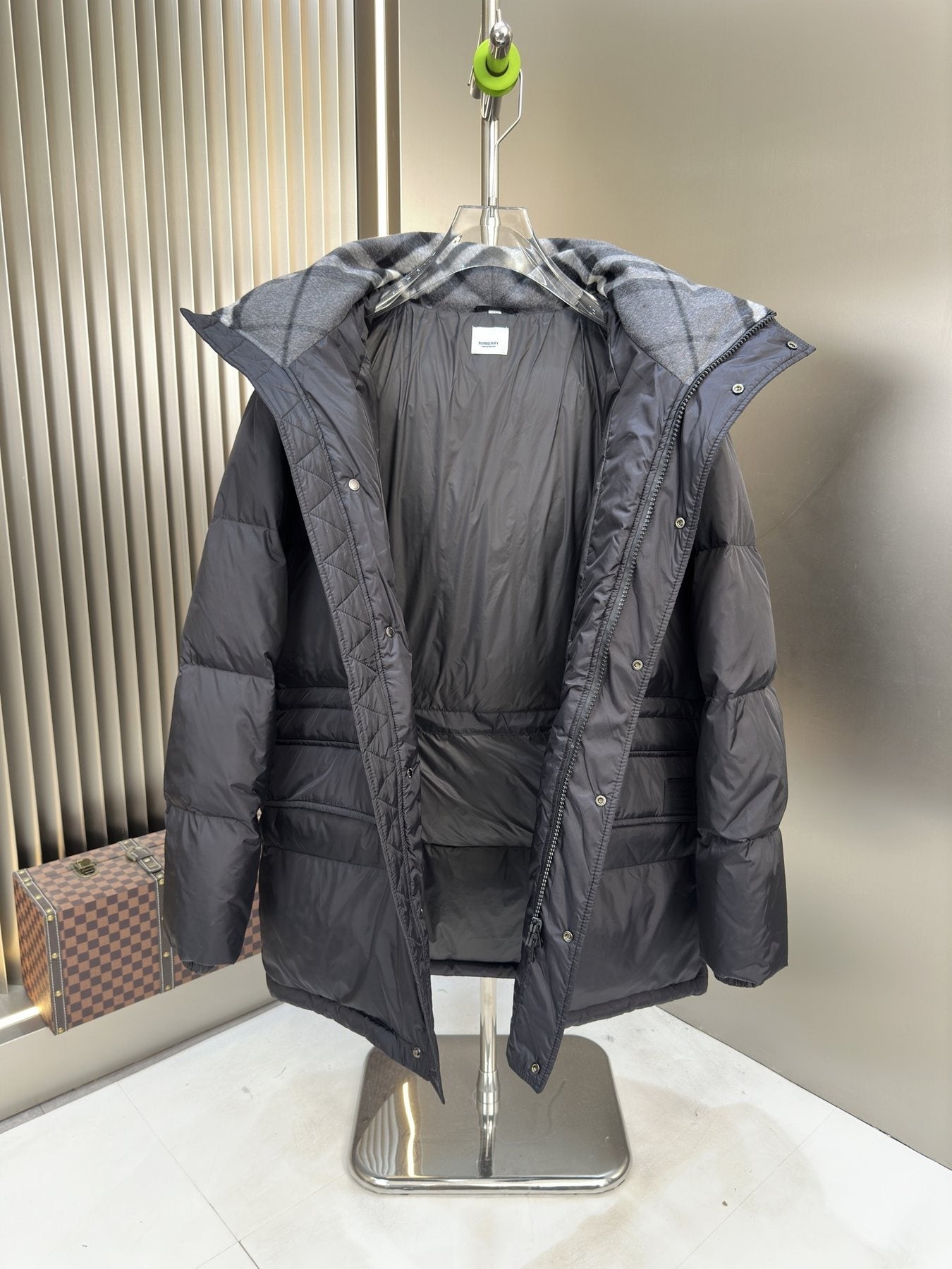 Burberry Black Hooded Quilted Puffer Jacket — front