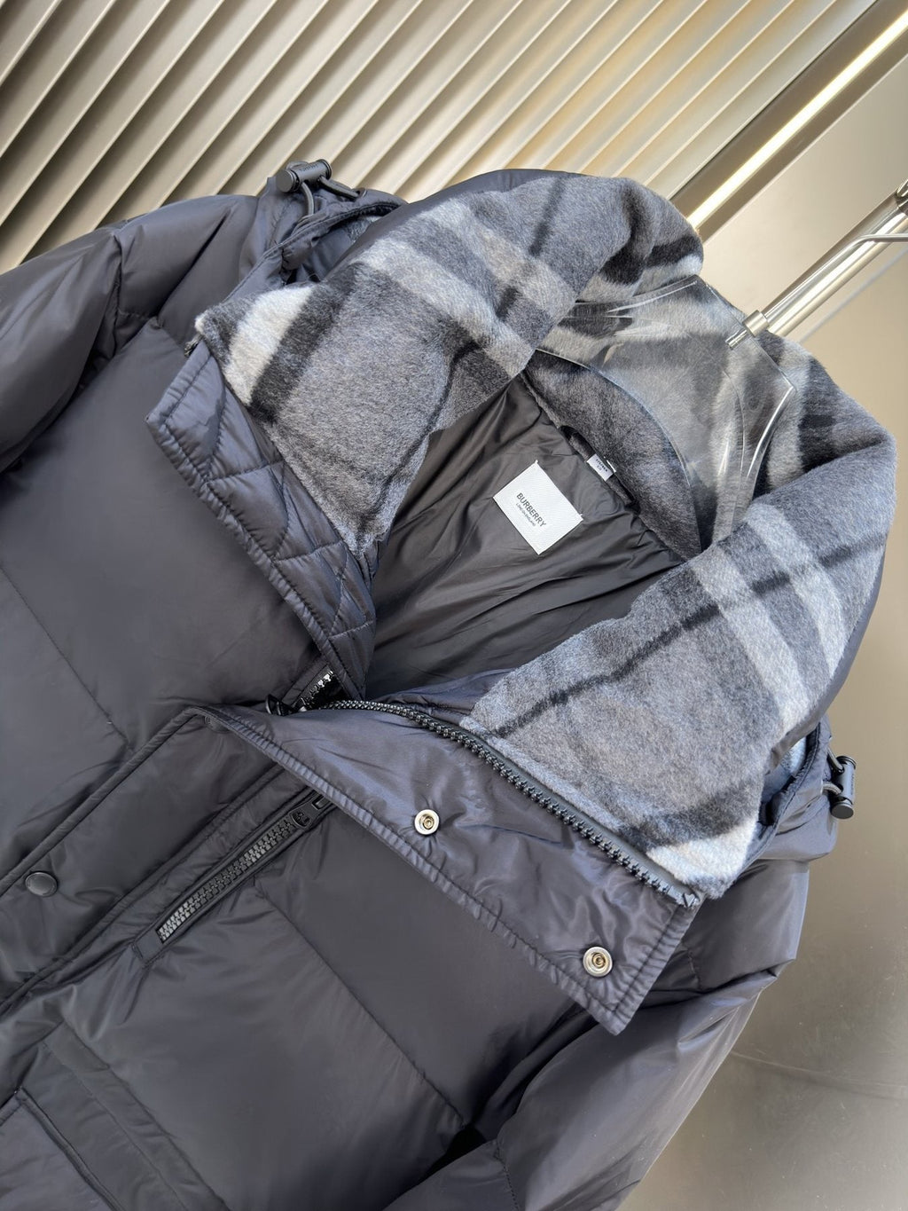 Burberry Black Hooded Quilted Puffer Jacket — detail