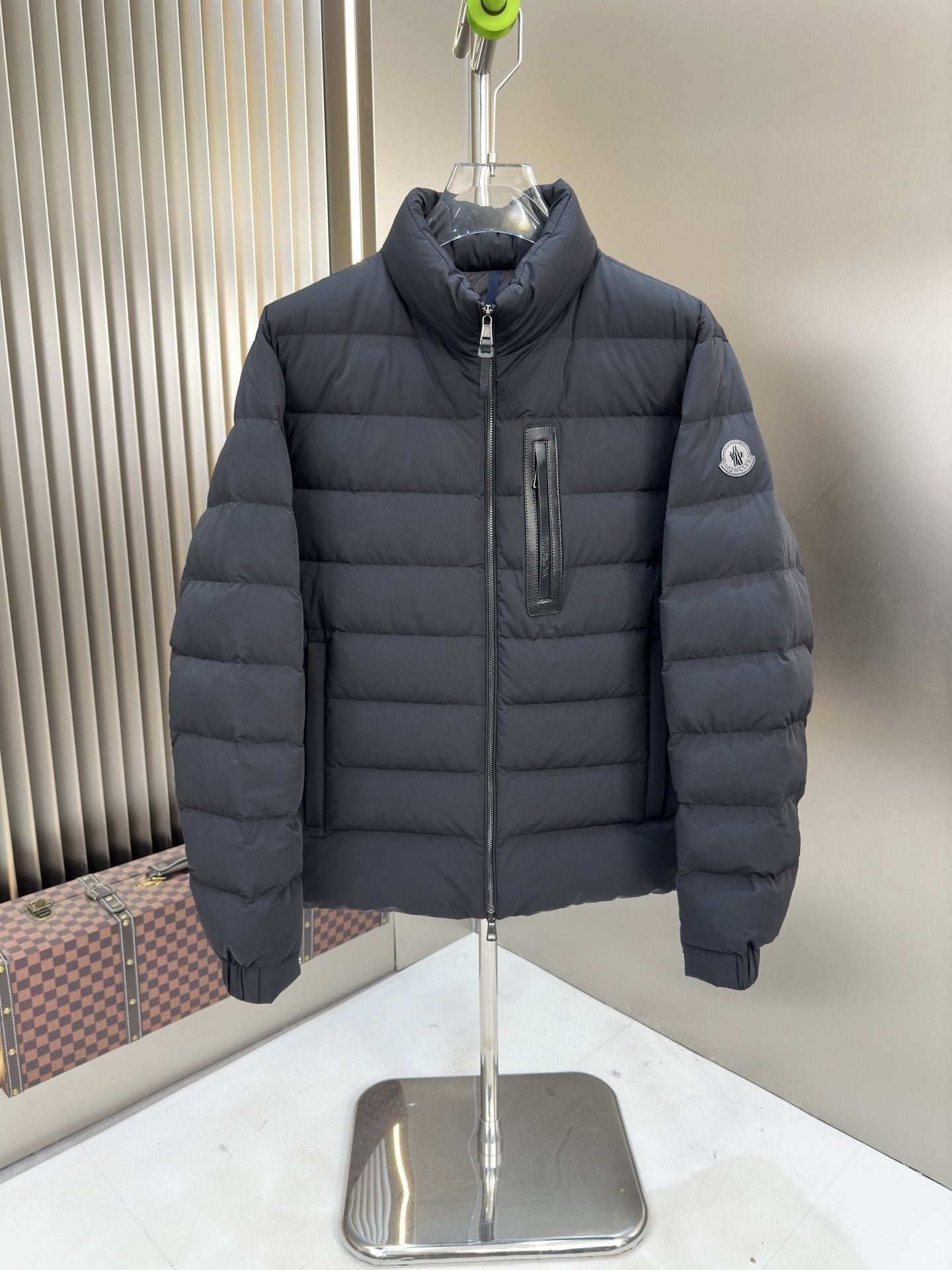 Moncler Quilted Puffer Coat with Sleeve Badge — hero
