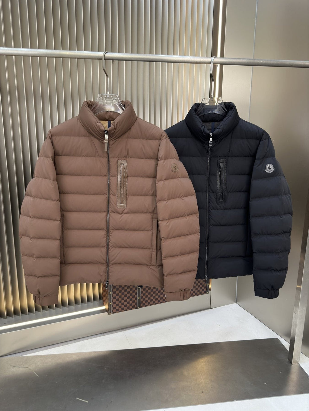 Moncler Quilted Puffer Coat with Sleeve Badge — comparison