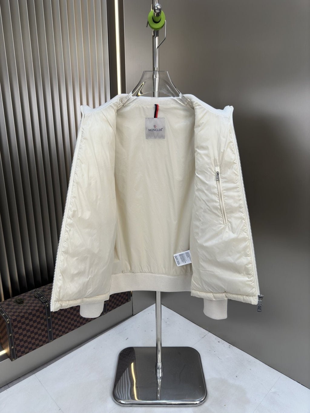 Moncler Quilted Knit-Sleeve Zip Jacket — hang_tag