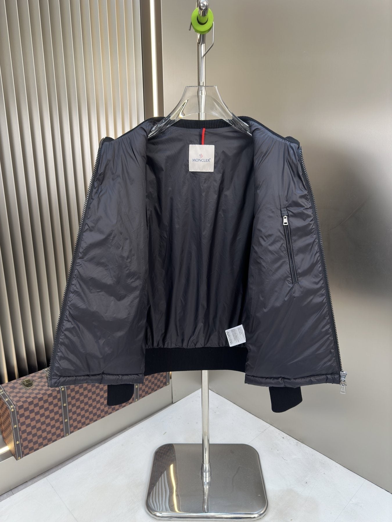 Moncler Quilted Knit-Sleeve Zip Jacket — hang_tag