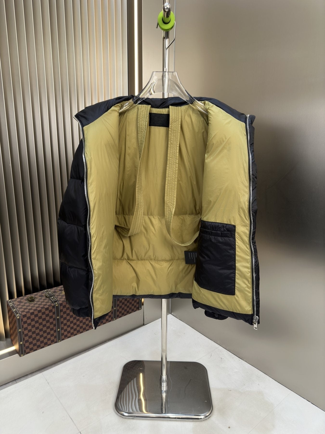 Prada Black Quilted Puffer Jacket with Contrast Lining — detail