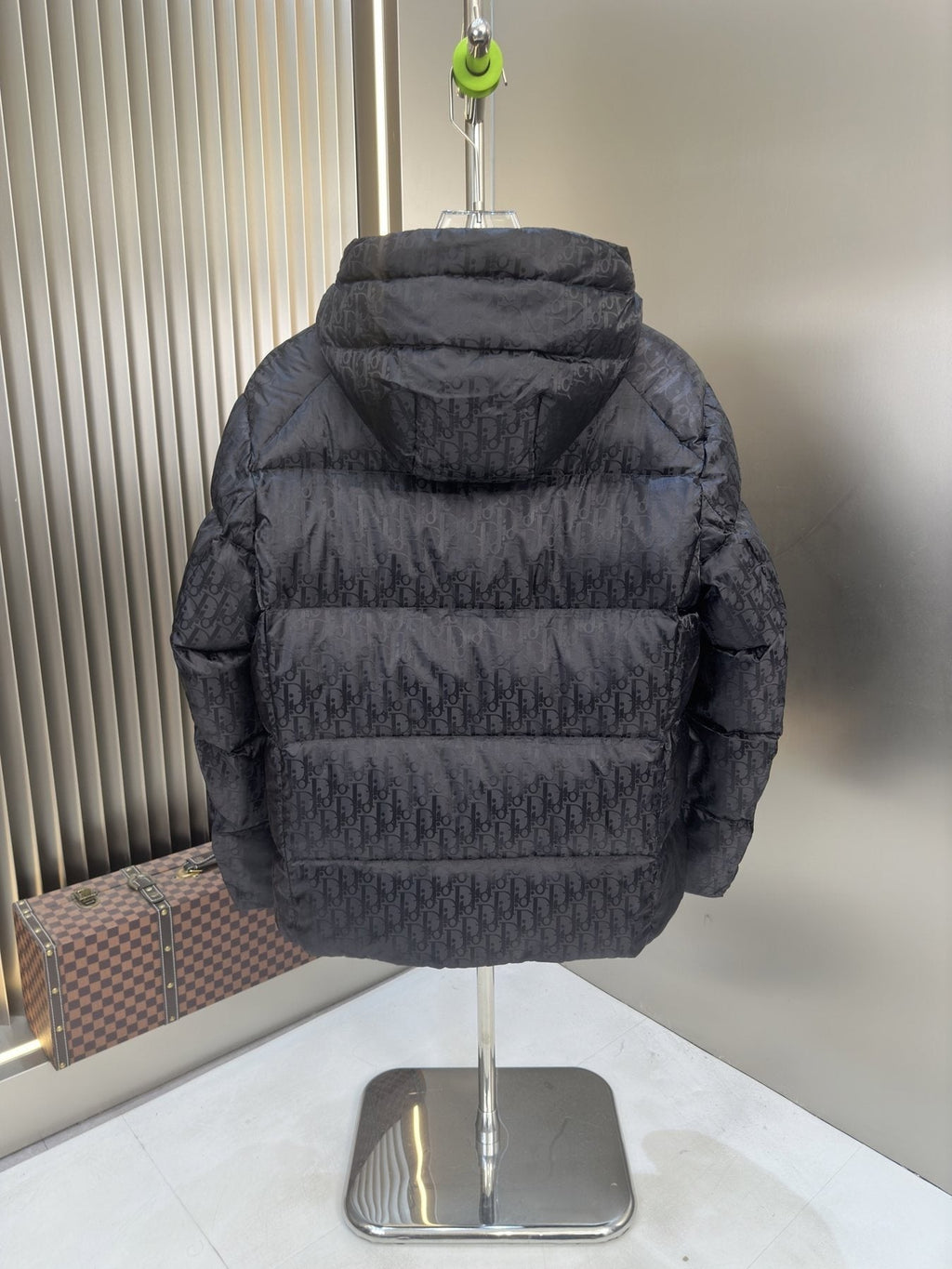 Dior Tonal Monogram Hooded Puffer Jacket — back