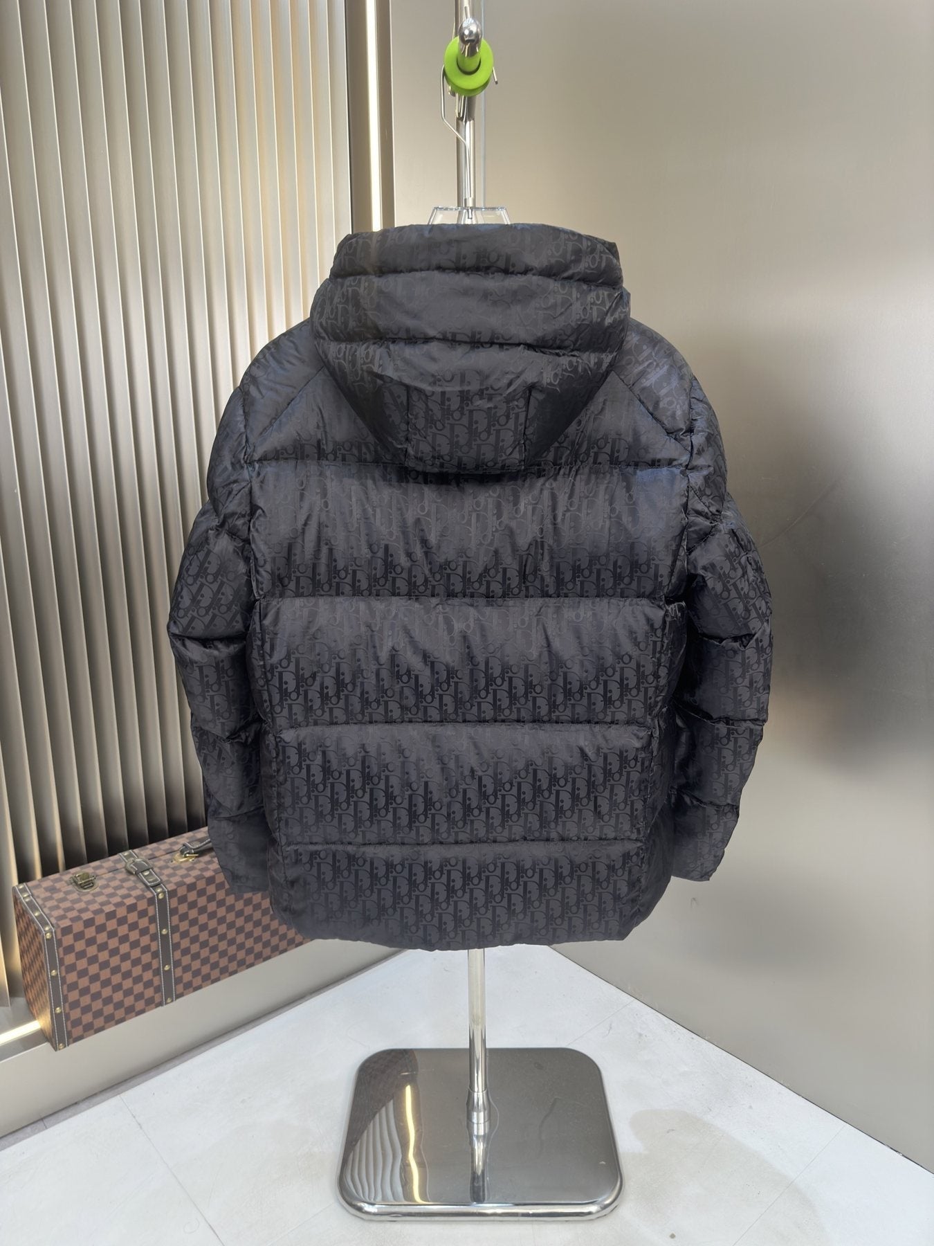 Dior Tonal Monogram Hooded Puffer Jacket — back