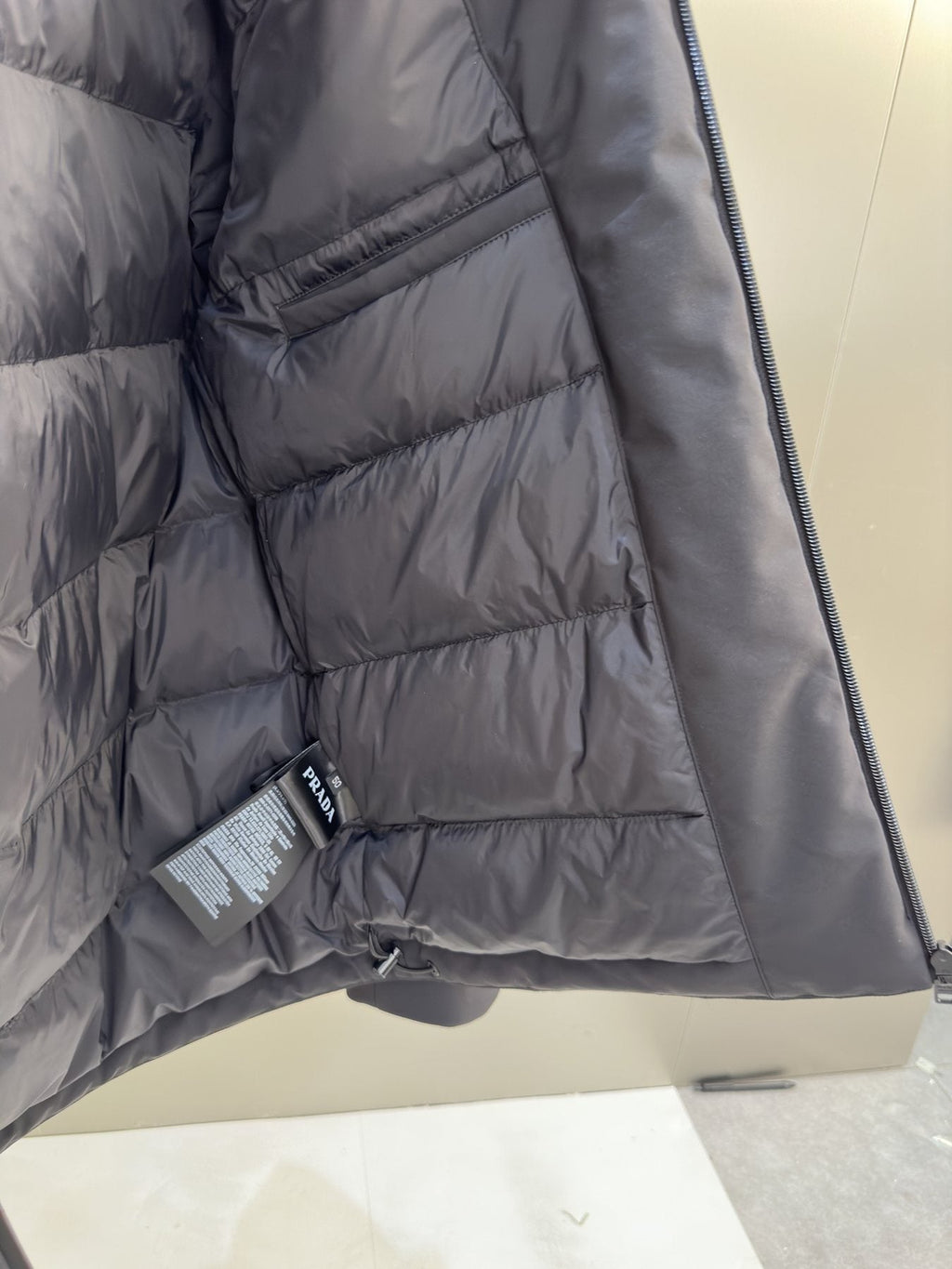 Prada Black Hooded Insulated Jacket — fabric_closeup