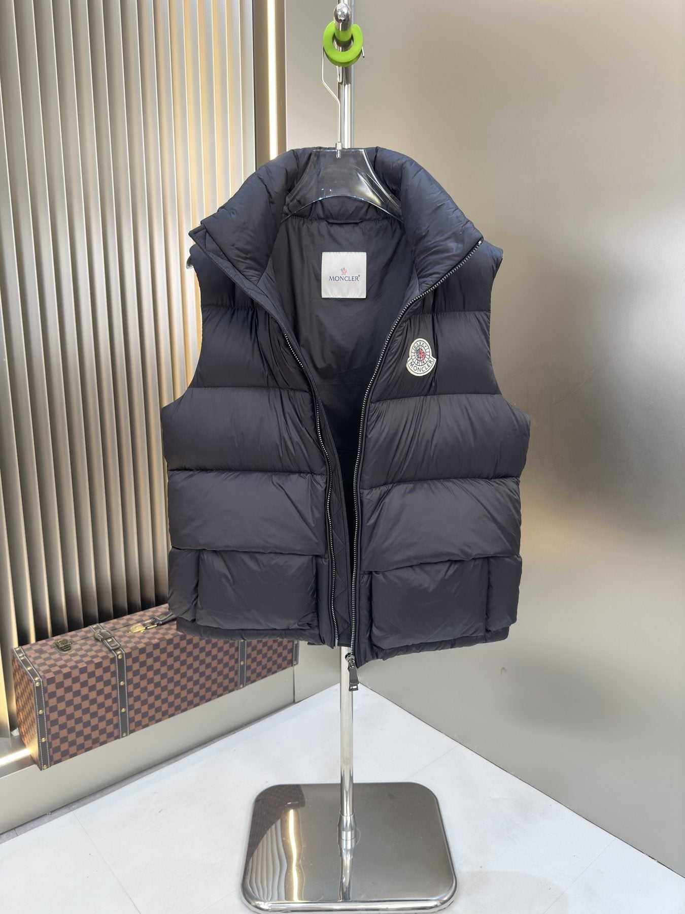 Moncler Navy Quilted Down Vest — front