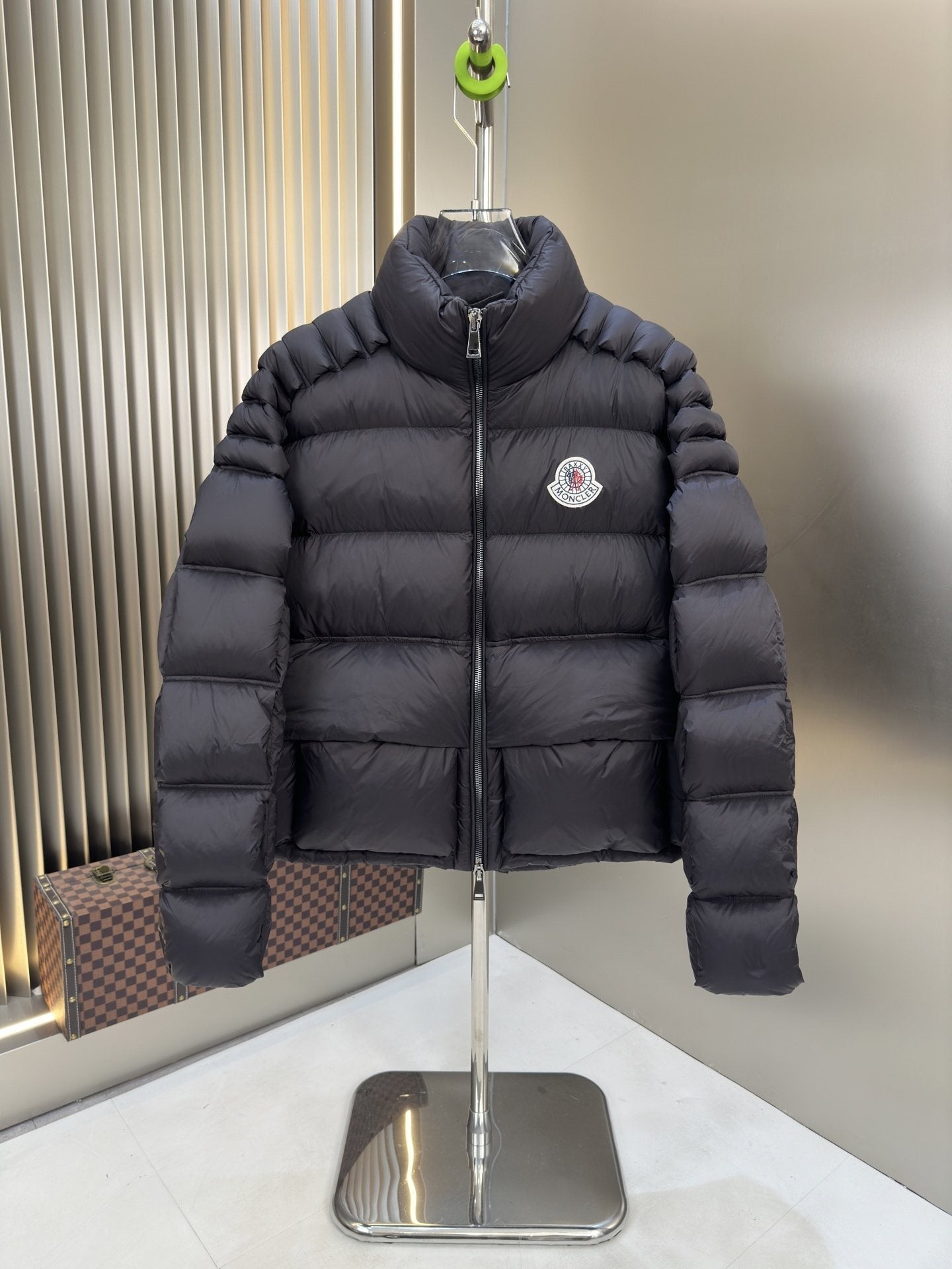 Moncler Black Hooded Quilted Puffer Coat — hero