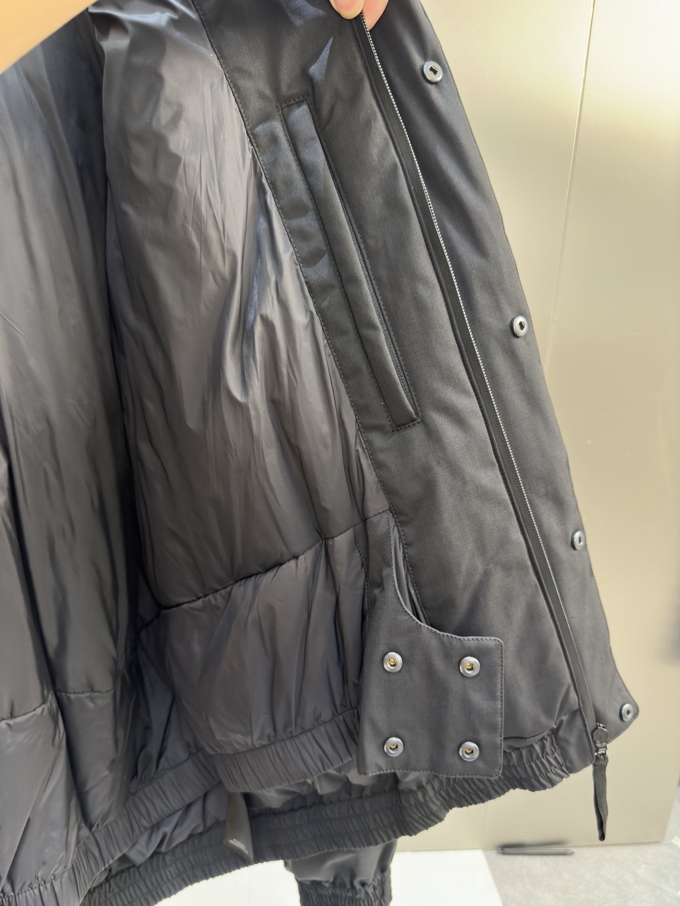 Balenciaga Black Hooded Insulated Zip-Front Coat — detail