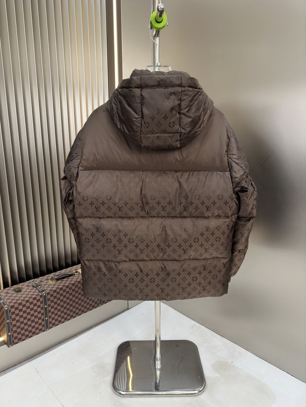 LV Hooded Tonal Monogram Puffer Coat — back