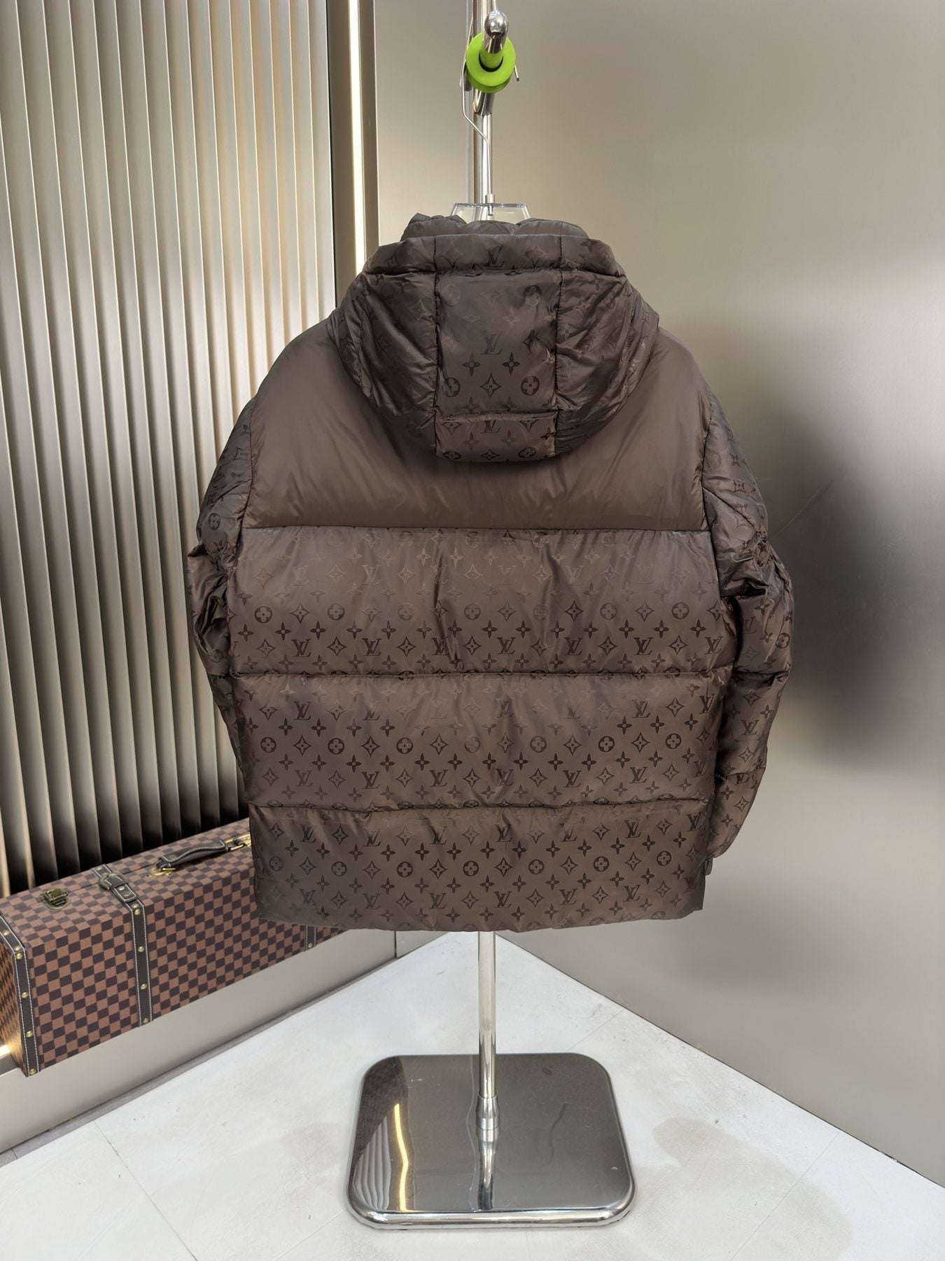 LV Hooded Tonal Monogram Puffer Coat — back