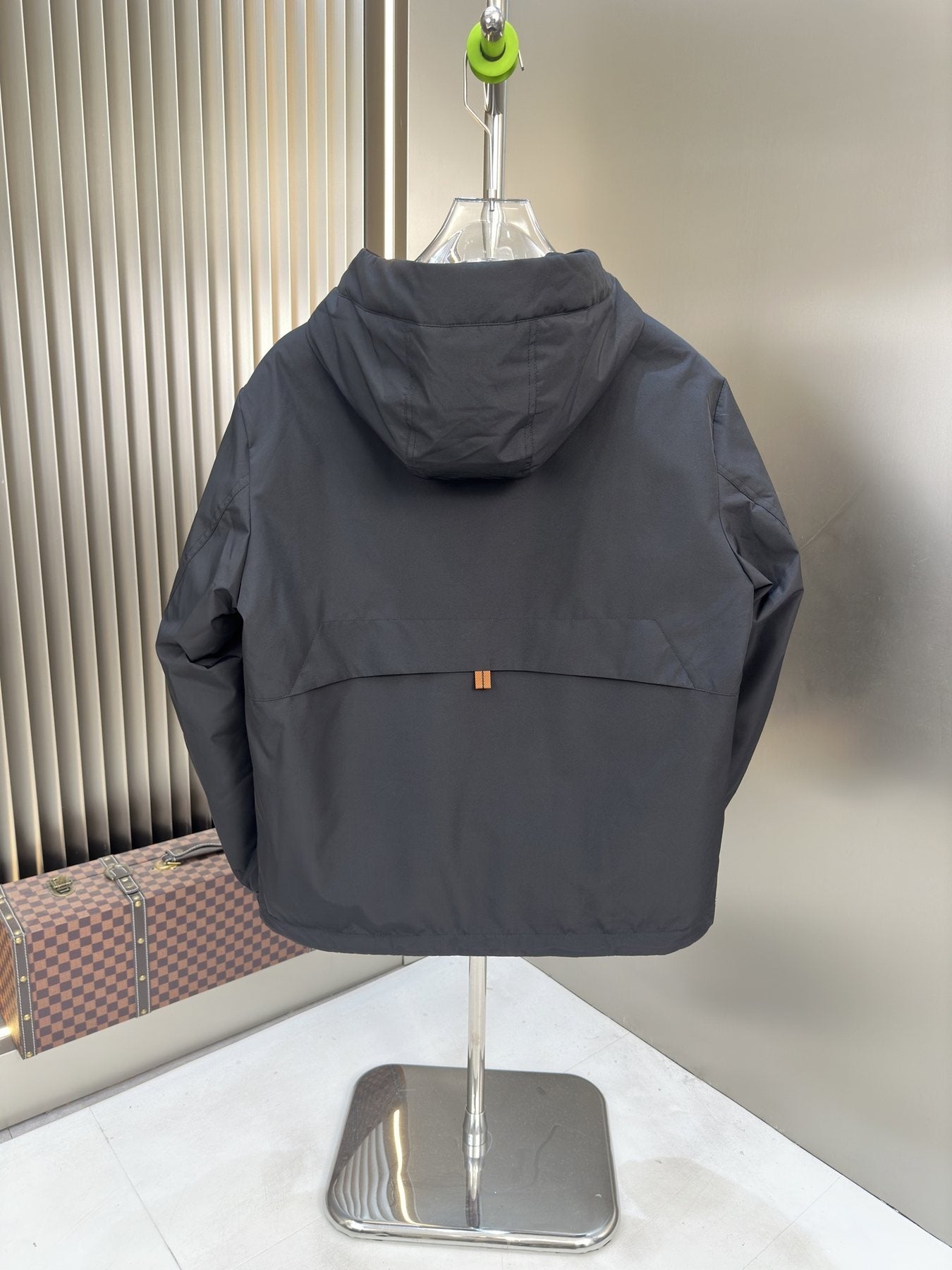 Zegna Hooded Puffer Coat with Orange Lining — back